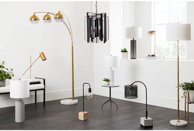 June Gold Wood Table Lamp