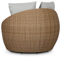 Montecito Light Tone Curved Swivel Chair With Light Blue Cushions