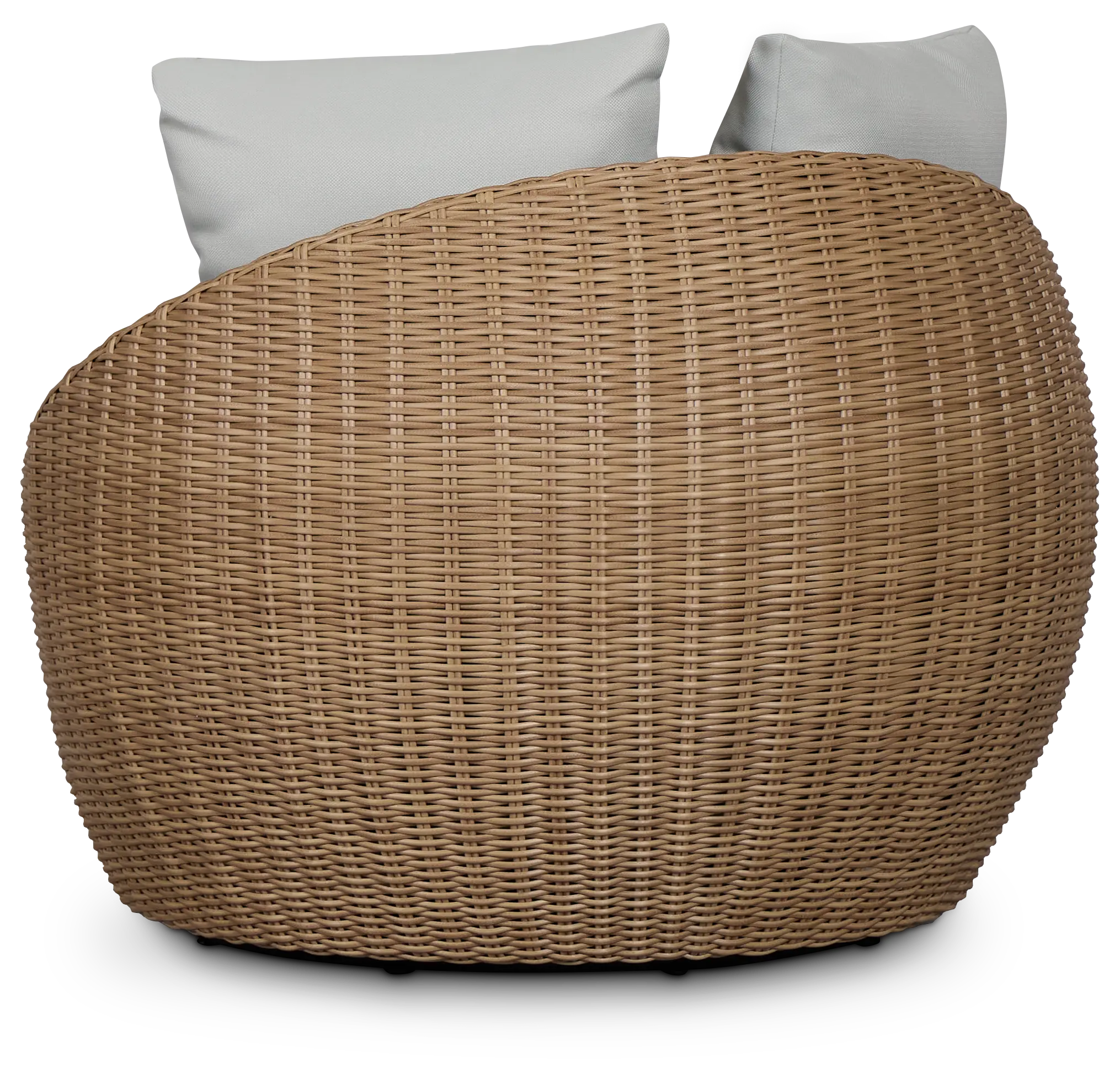 Montecito Light Tone Curved Swivel Chair With Light Blue Cushions Montecito Light Tone Curved Swivel Chair With Light Blue Cushions