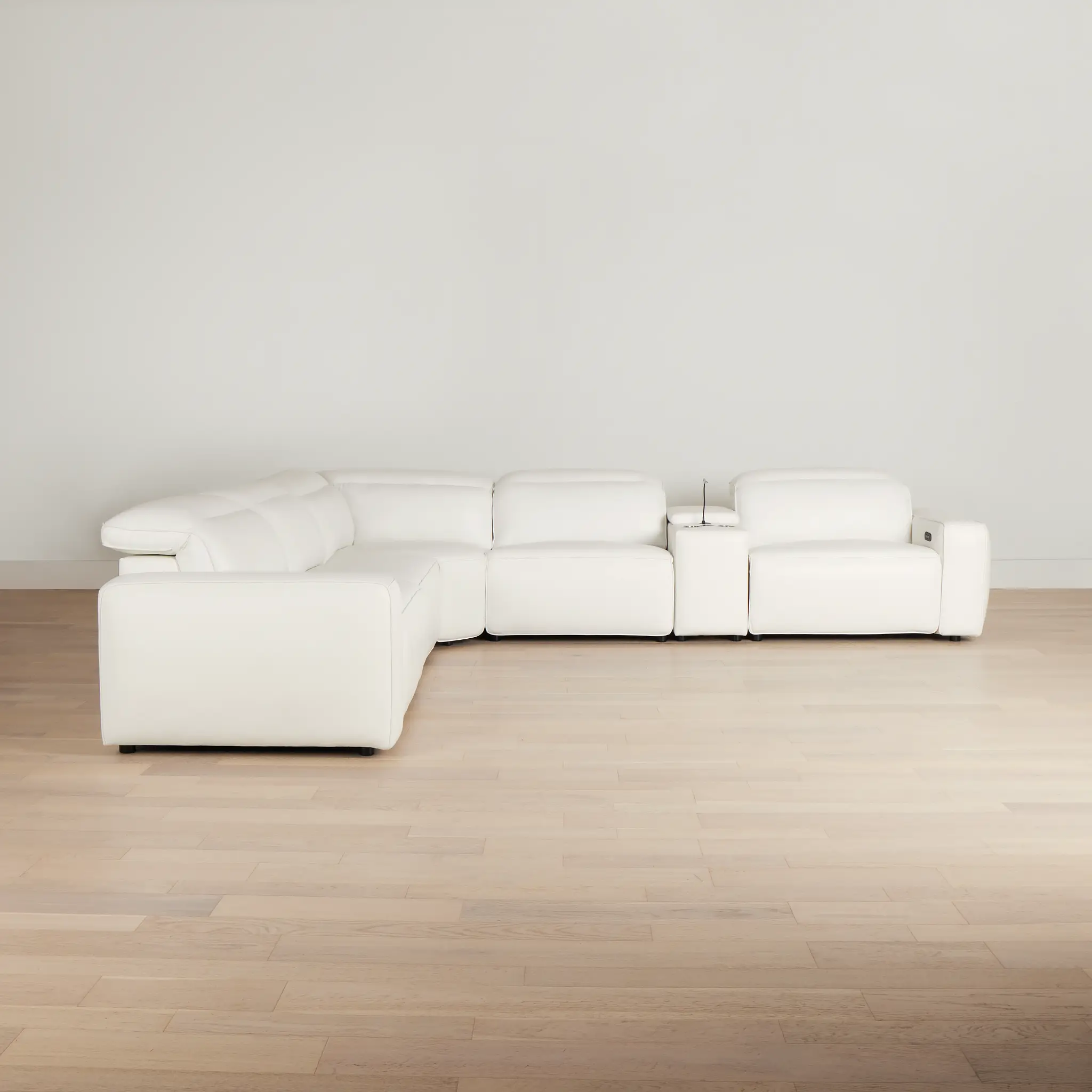 Tidal White Lthr/vinyl Medium Triple Power 2-arm Sectional Tidal White Lthr/vinyl Medium Triple Power 2-arm Sectional