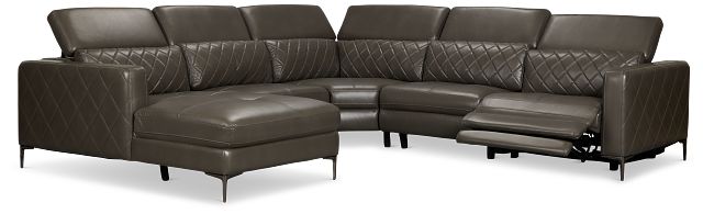 Ava Dark Gray Micro Small Left Chaise Power Reclining Sectional