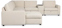Addie Beige Fabric Medium Left Chaise Sleeper Sectional With Console