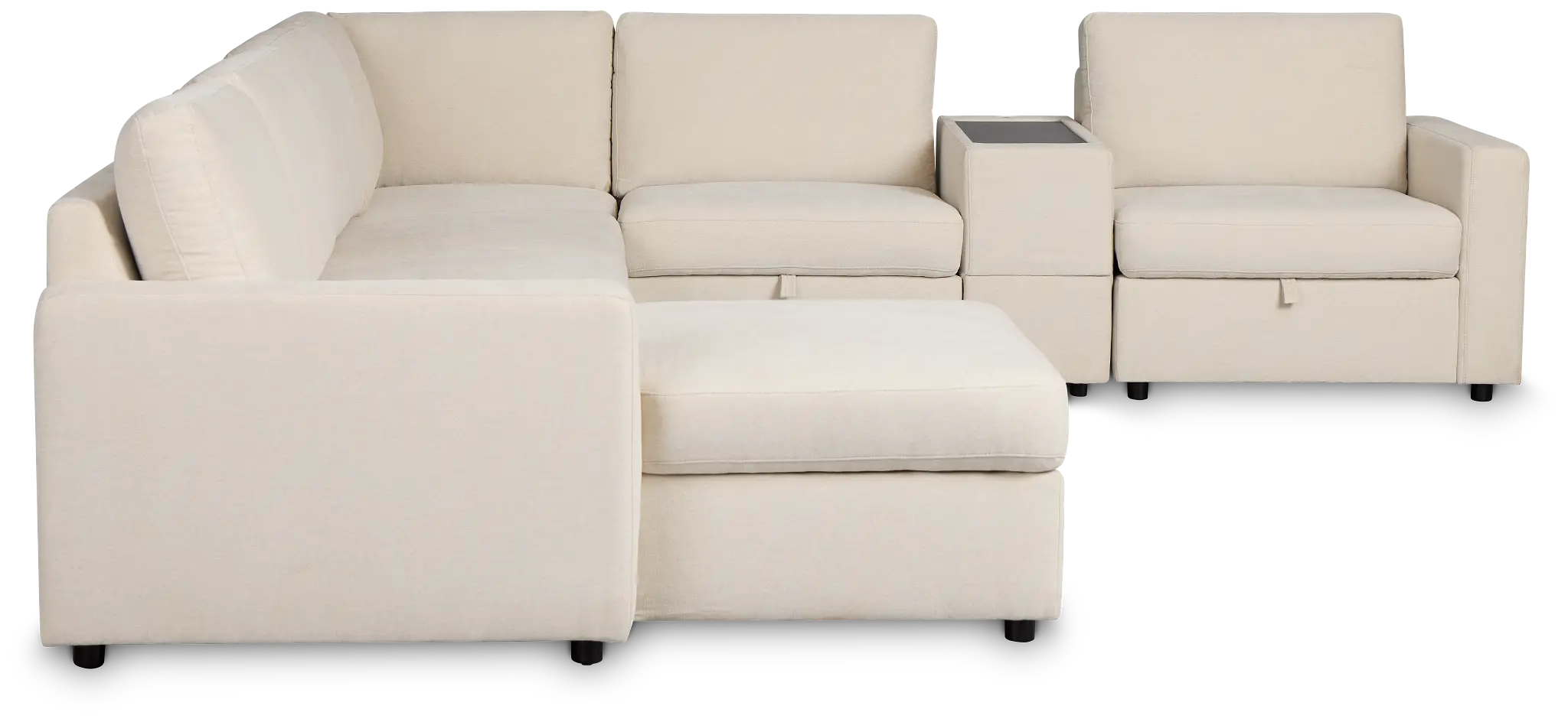 Addie Beige Fabric Medium Left Chaise Sleeper Sectional With Console Addie Beige Fabric Medium Left Chaise Sleeper Sectional With Console