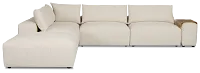 Remi Light Beige Fabric 6-piece Bumper Sectional With Wood Tray