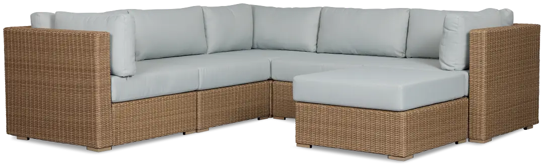 Montecito Light Tone 6-piece Modular Sectional With Light Blue Cushions Montecito Light Tone 6-piece Modular Sectional With Light Blue Cushions