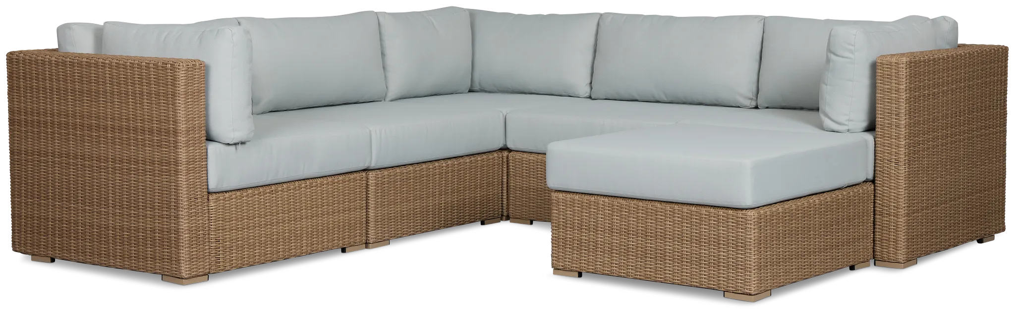 Montecito Light Tone 6-piece Modular Sectional With Light Blue Cushions