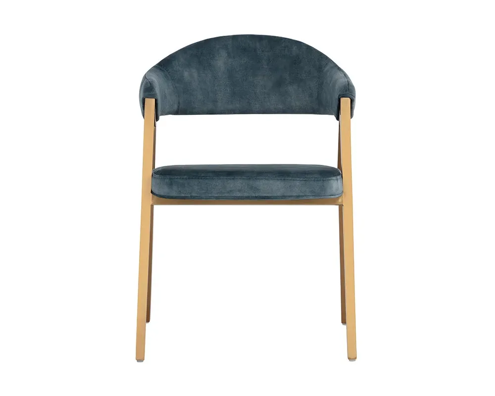 Erica Dark Blue Curved Upholstered Arm Chair