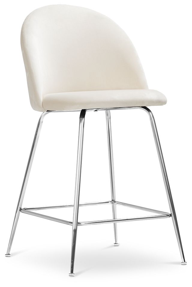 Capri Ivoryvelvet Upholstered 24" Barstool W/chrome Legs