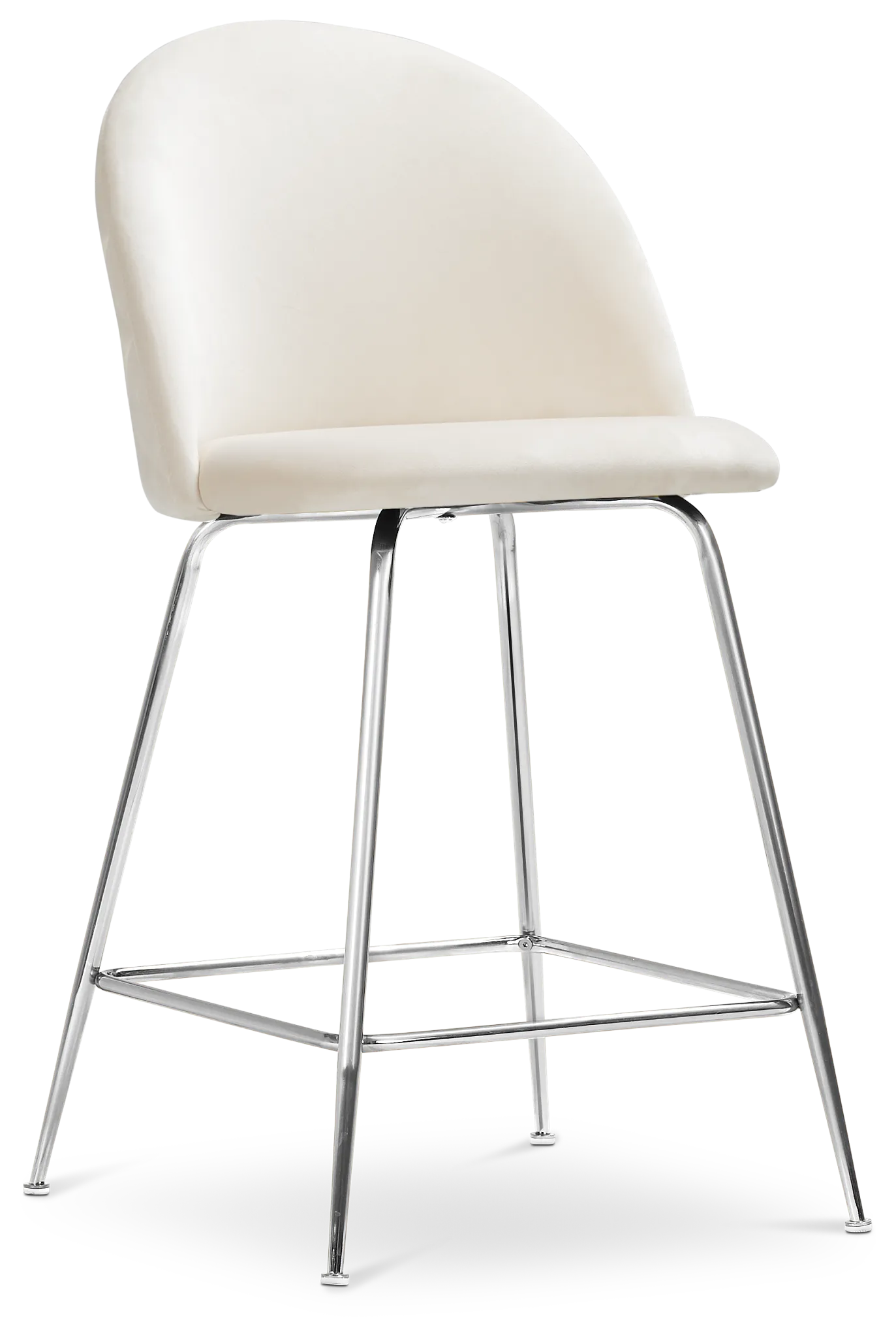 Capri Ivoryvelvet Upholstered 24" Barstool W/chrome Legs