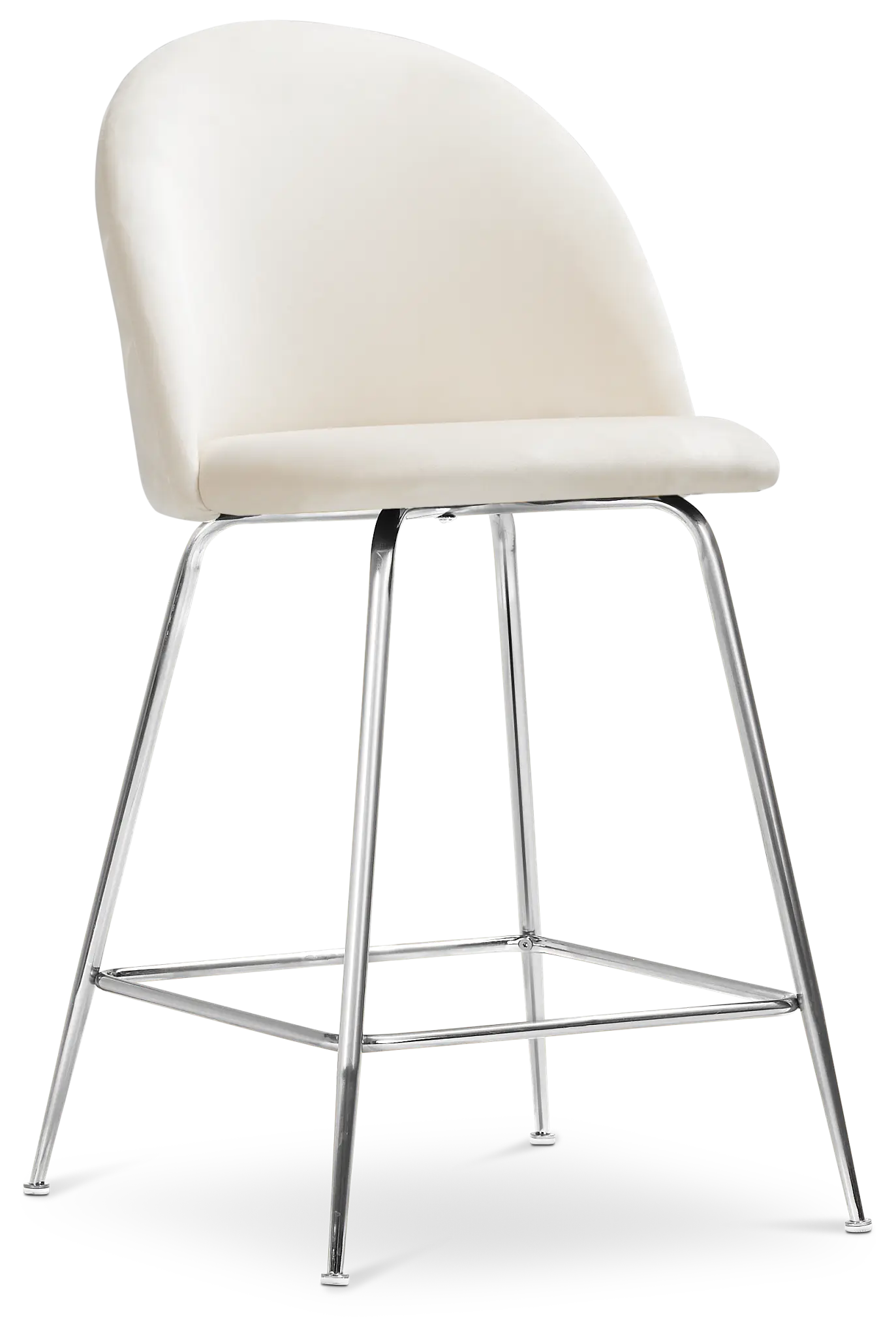 Capri Ivoryvelvet Upholstered 24" Barstool W/chrome Legs Capri Ivoryvelvet Upholstered 24" Barstool W/chrome Legs