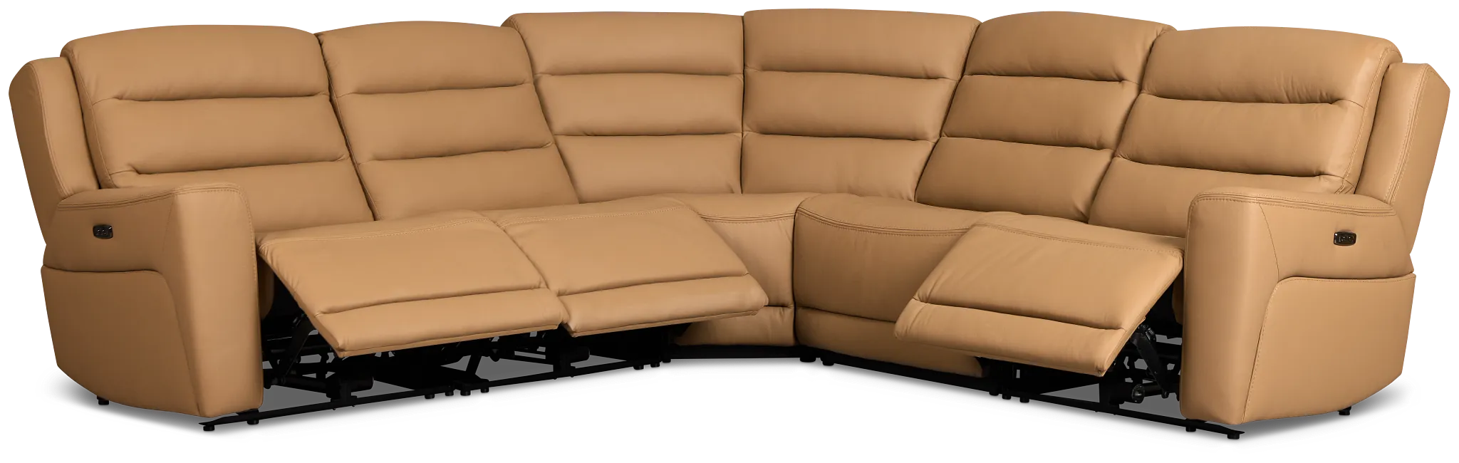Wilder Brown Leather Small Triple Power Reclining Two-arm Sectional