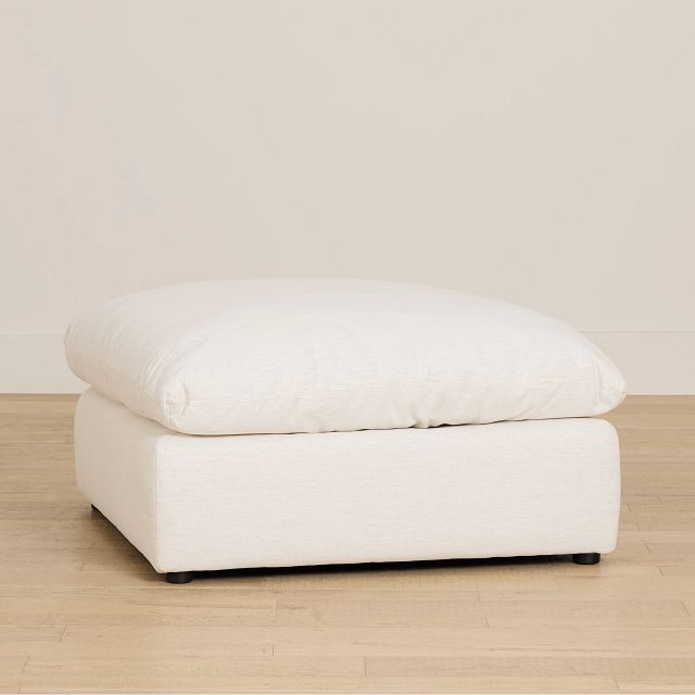 Serena White Fabric Ottoman