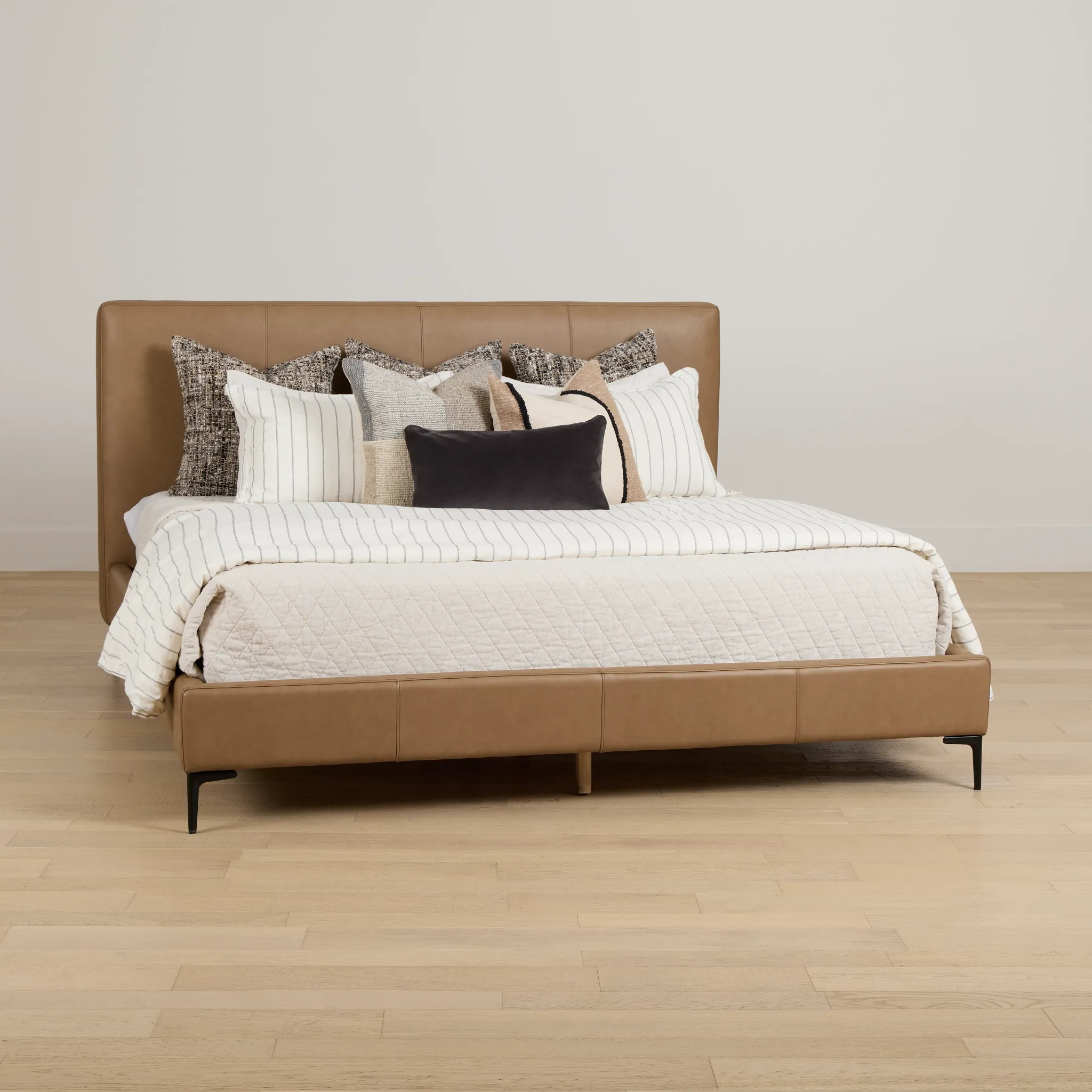 Highland Dark Brown Leather Panel Bed