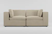 Destin Peyton Beige Fabric 2-piece Modular Sofa
