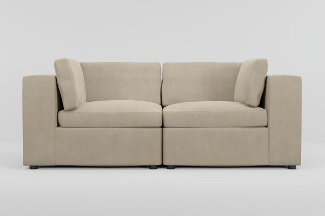Destin Peyton Beige Fabric 2 Piece Modular Sofa