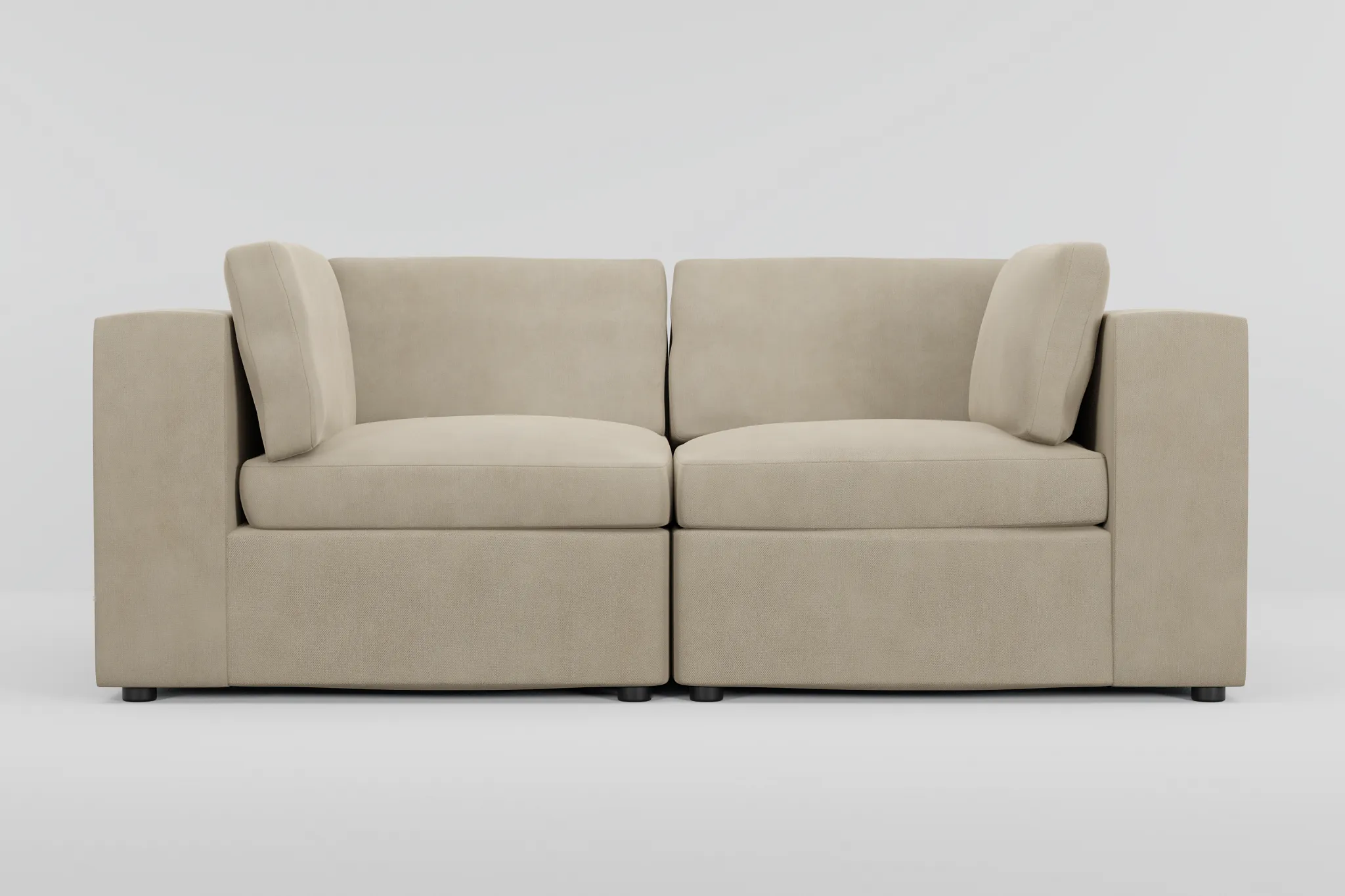 Destin Peyton Beige Fabric 2-piece Modular Sofa