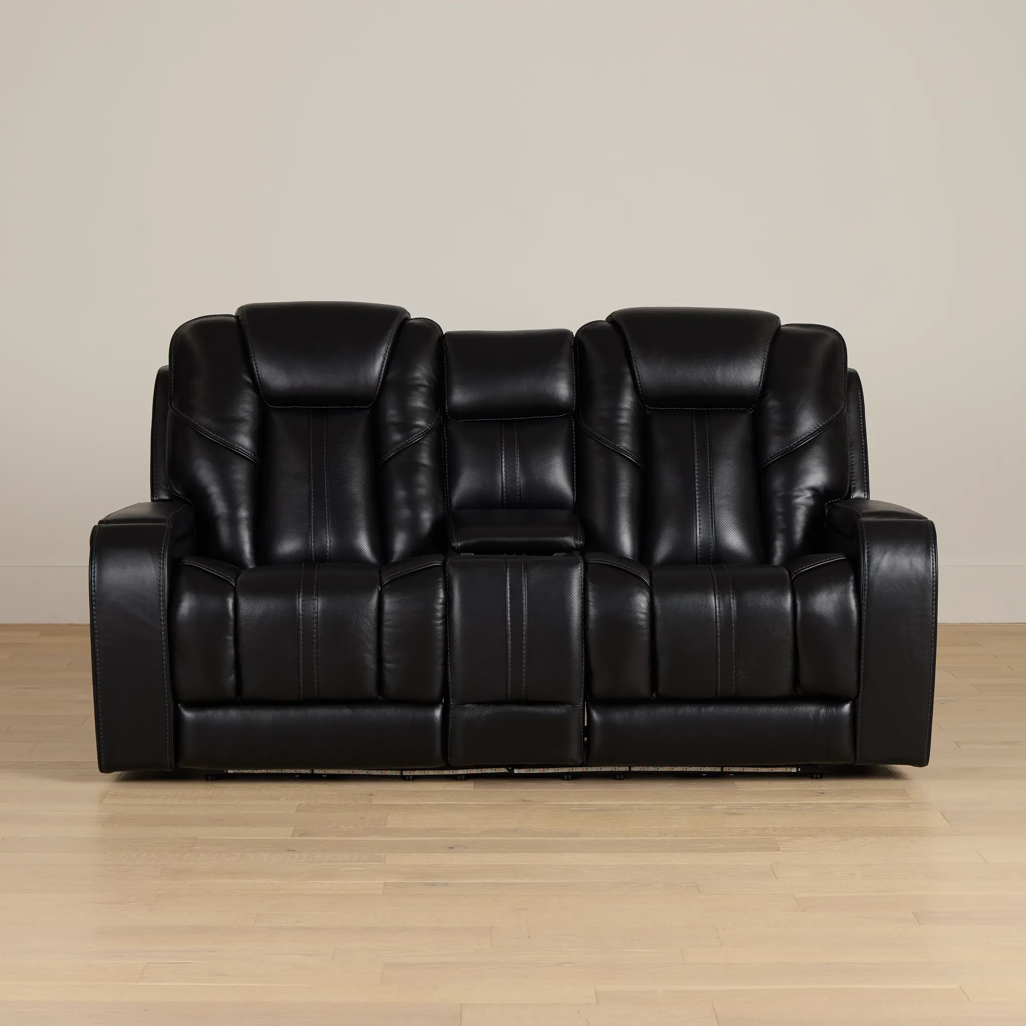 Eclipse Black Lthr/vinyl Power Reclining Console Loveseat W/ Massage Eclipse Black Lthr/vinyl Power Reclining Console Loveseat W/ Massage