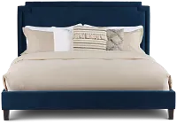 Whitney Dark Blue Uph Platform Bed