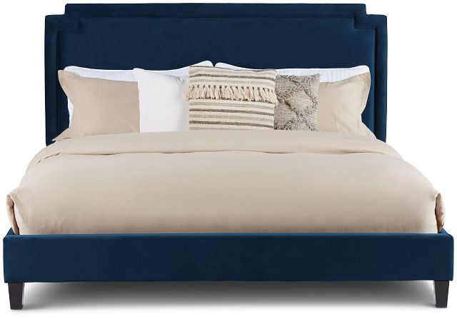 Whitney Dark Blue Uph Platform Bed