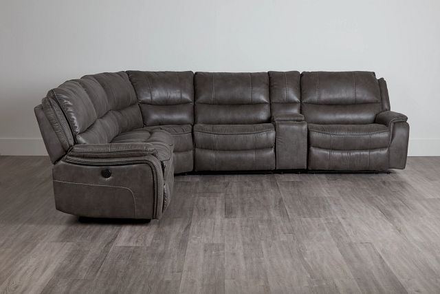 Dober Dark Gray Micro Medium Dual Power 2-arm Reclining Sectional