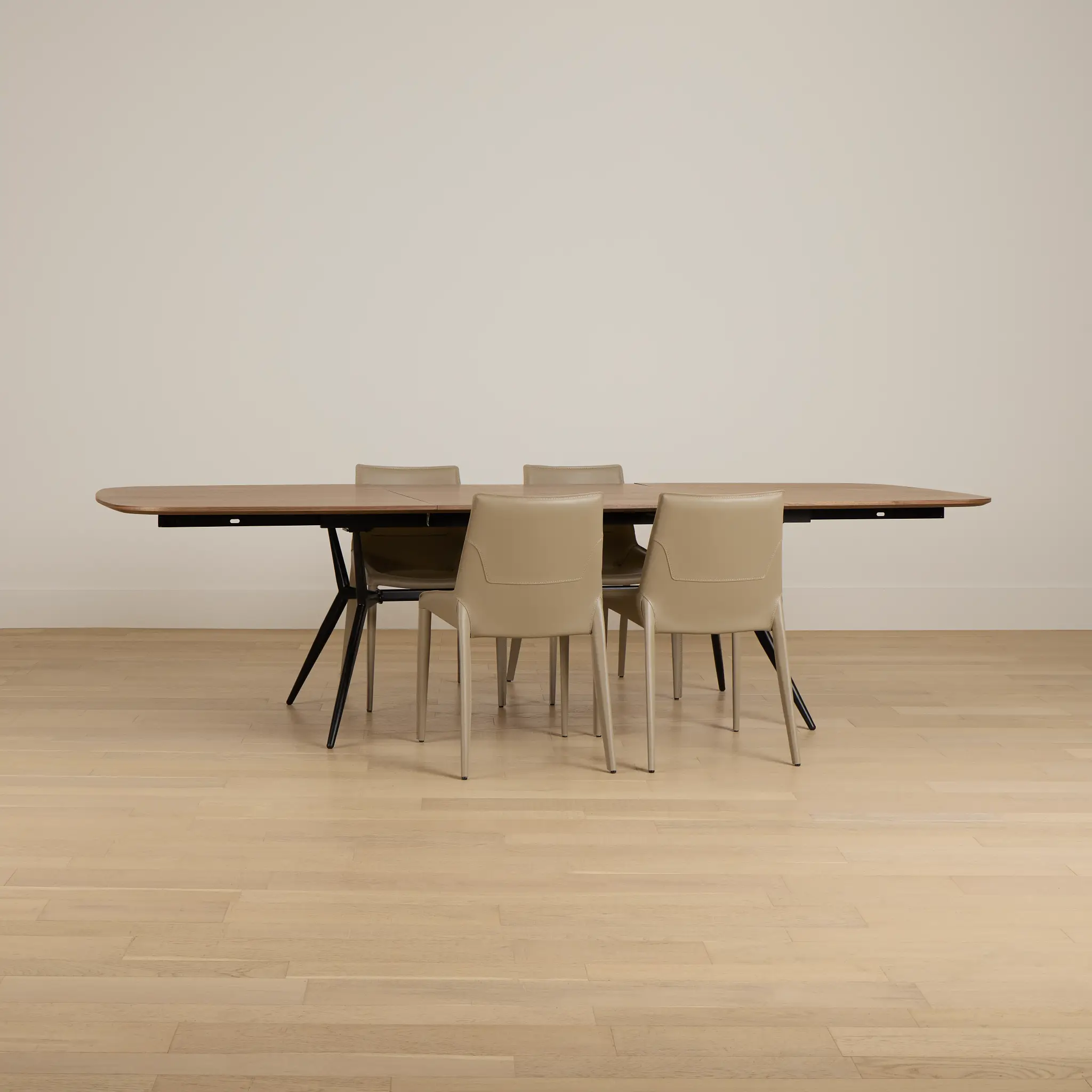 Margo Two-tone Rect Table & 4 Beige Upholstered Chairs Margo Two-tone Rect Table & 4 Beige Upholstered Chairs