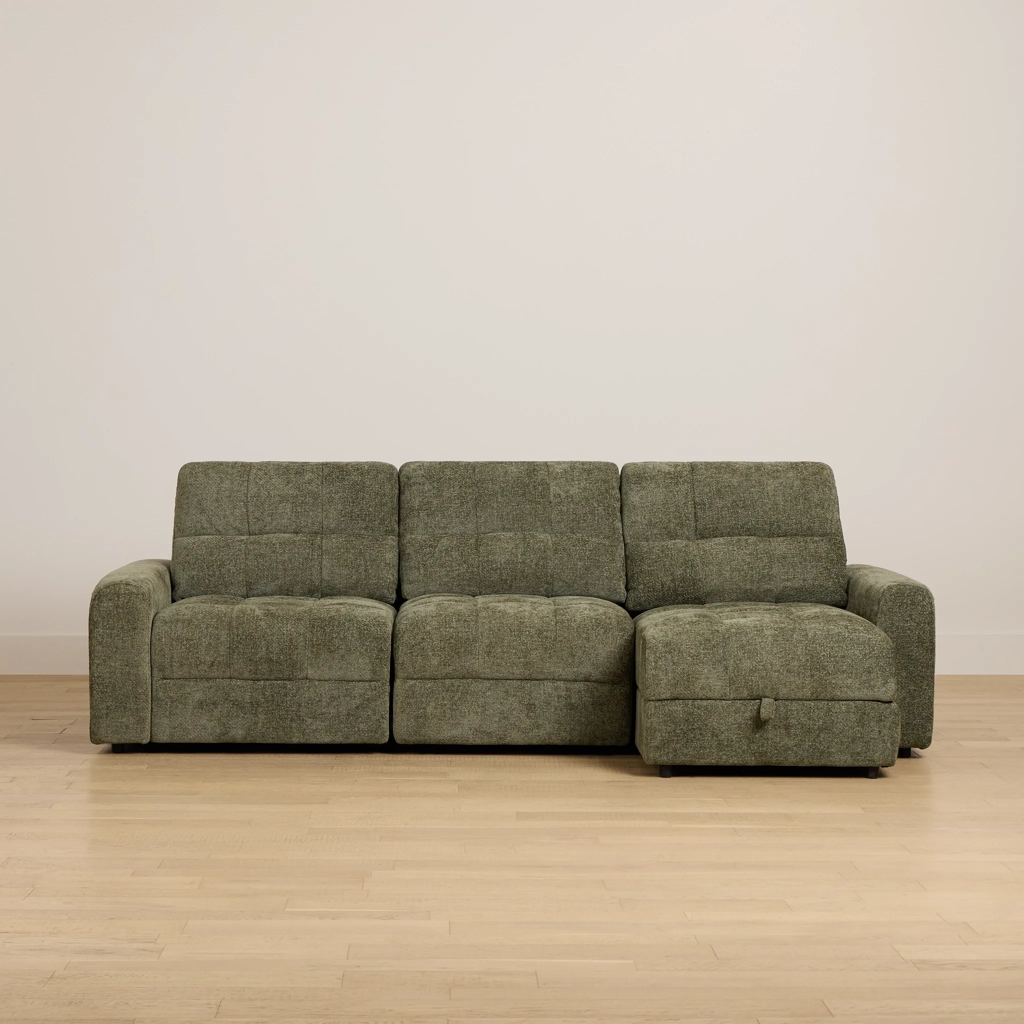 Hendrix Green Fabric Right Dual Power Extension Chaise Sectional