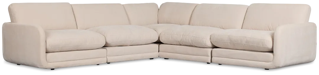 Jules Ivory Velvet 5-piece Modular Sectional