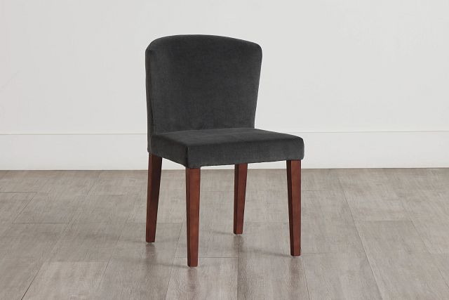 Bentley Dark Gray Velvet Upholstered Side Chair