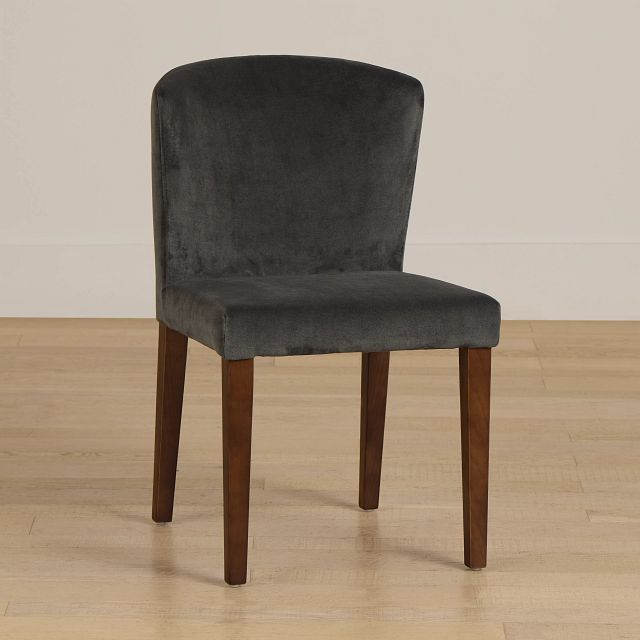 Bentley Dark Gray Velvet Upholstered Side Chair