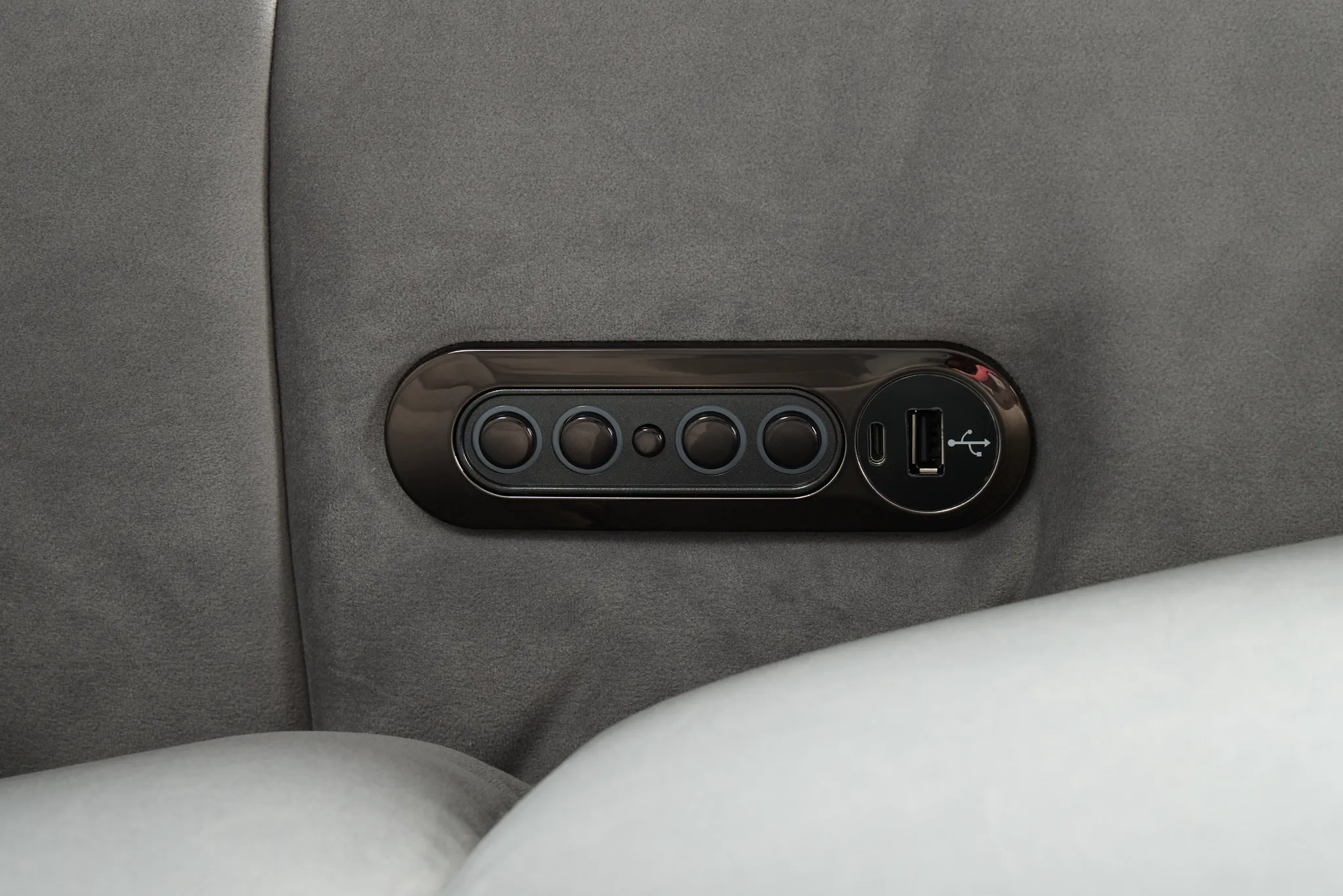 Gemma Light Gray Velvet Large Triple Power Reclining Two-arm Sectional