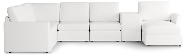Citymod White Fabric Large Right Chaise Sectional With Media Console