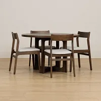 Santorini Dark Tone Round Table & 4 Upholstered Chairs