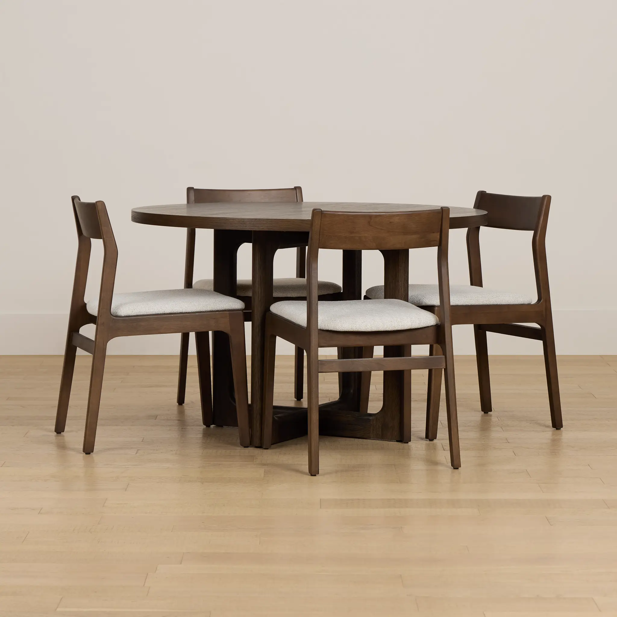 Santorini Dark Tone Round Table & 4 Upholstered Chairs Santorini Dark Tone Round Table & 4 Upholstered Chairs
