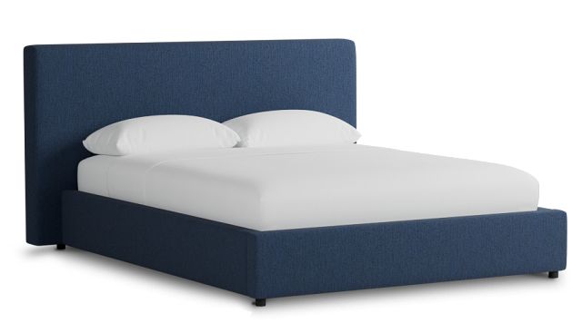 Grayton Revenue Dark Blue 44" Upholstered Platform Bed