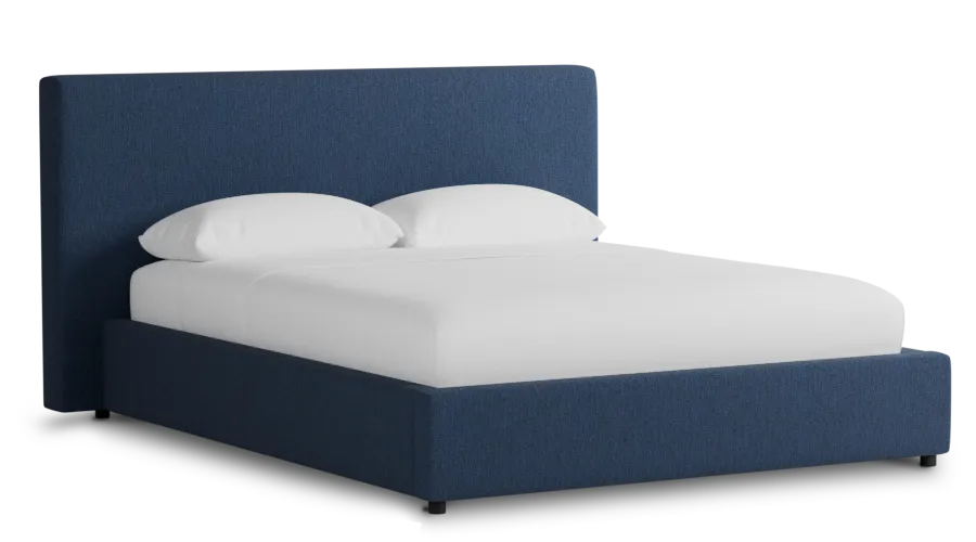 Grayton Revenue Dark Blue 44" Upholstered Platform Bed