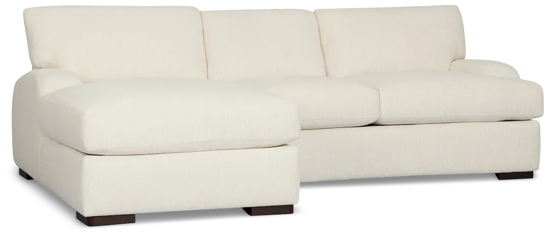 Alpha White Fabric Left Chaise Sectional