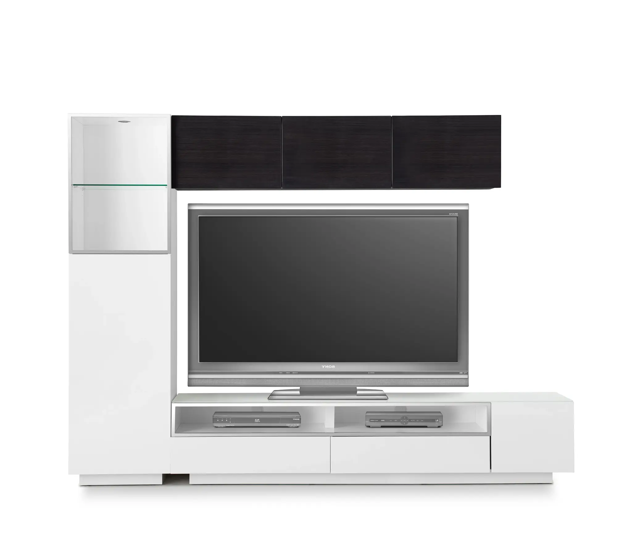 Vancouver 108" White Dark Tone 5-piece Left Modular Entertainment Wall Vancouver 108" White Dark Tone 5-piece Left Modular Entertainment Wall