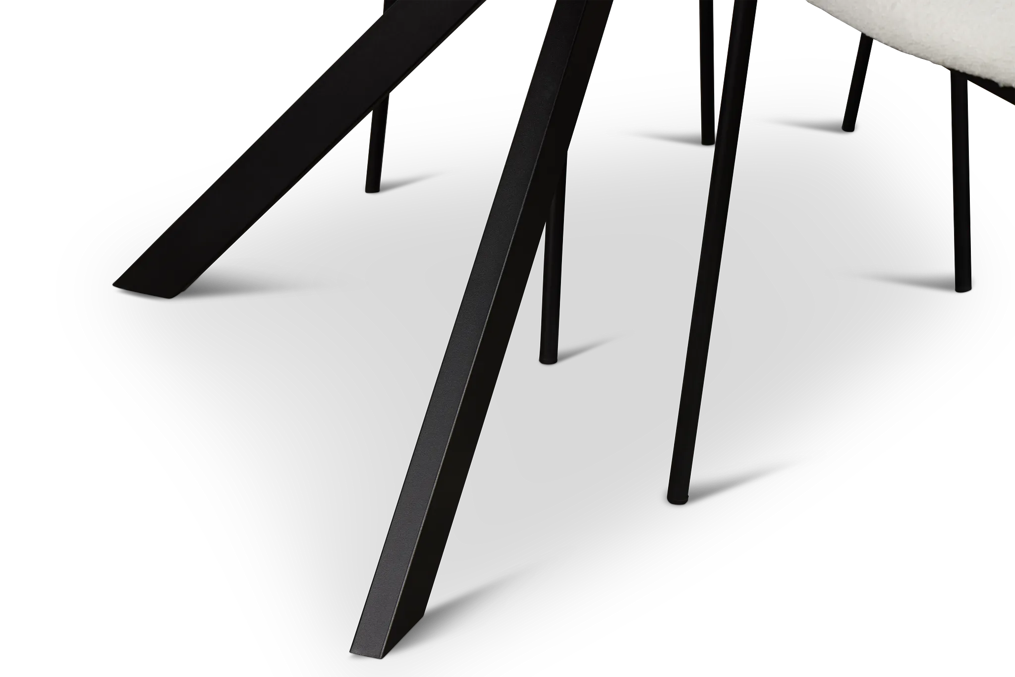 Lynden Light Tone Rect Table & 4 White Woven Upholstered Side Chairs