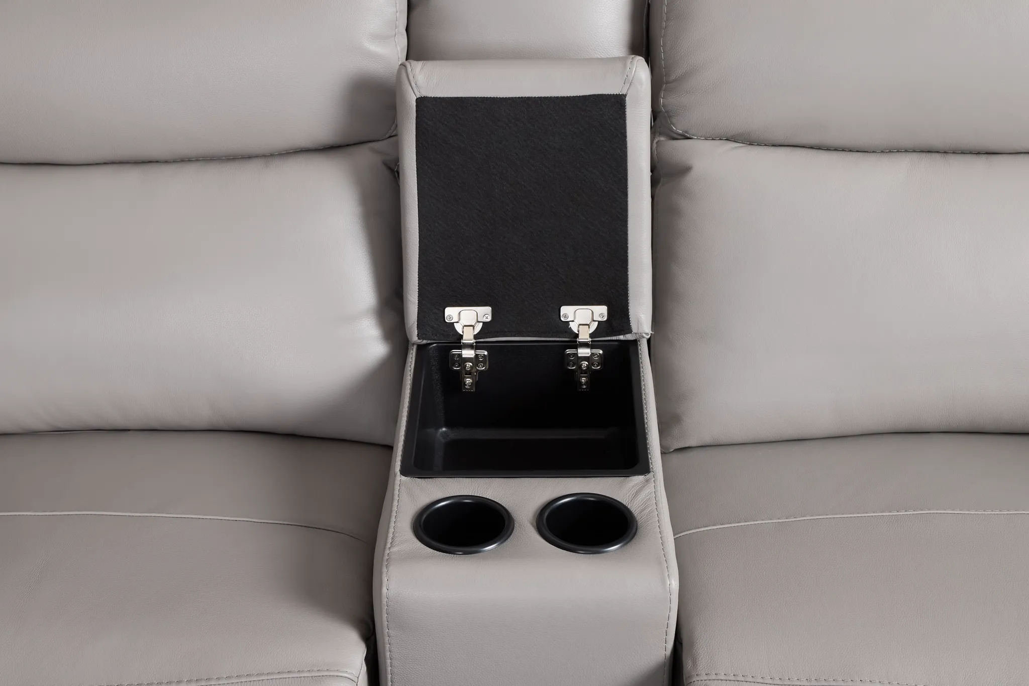 Walker Light Gray Lthr/vinyl Medium Dual Power 2-arm Reclining Sectional