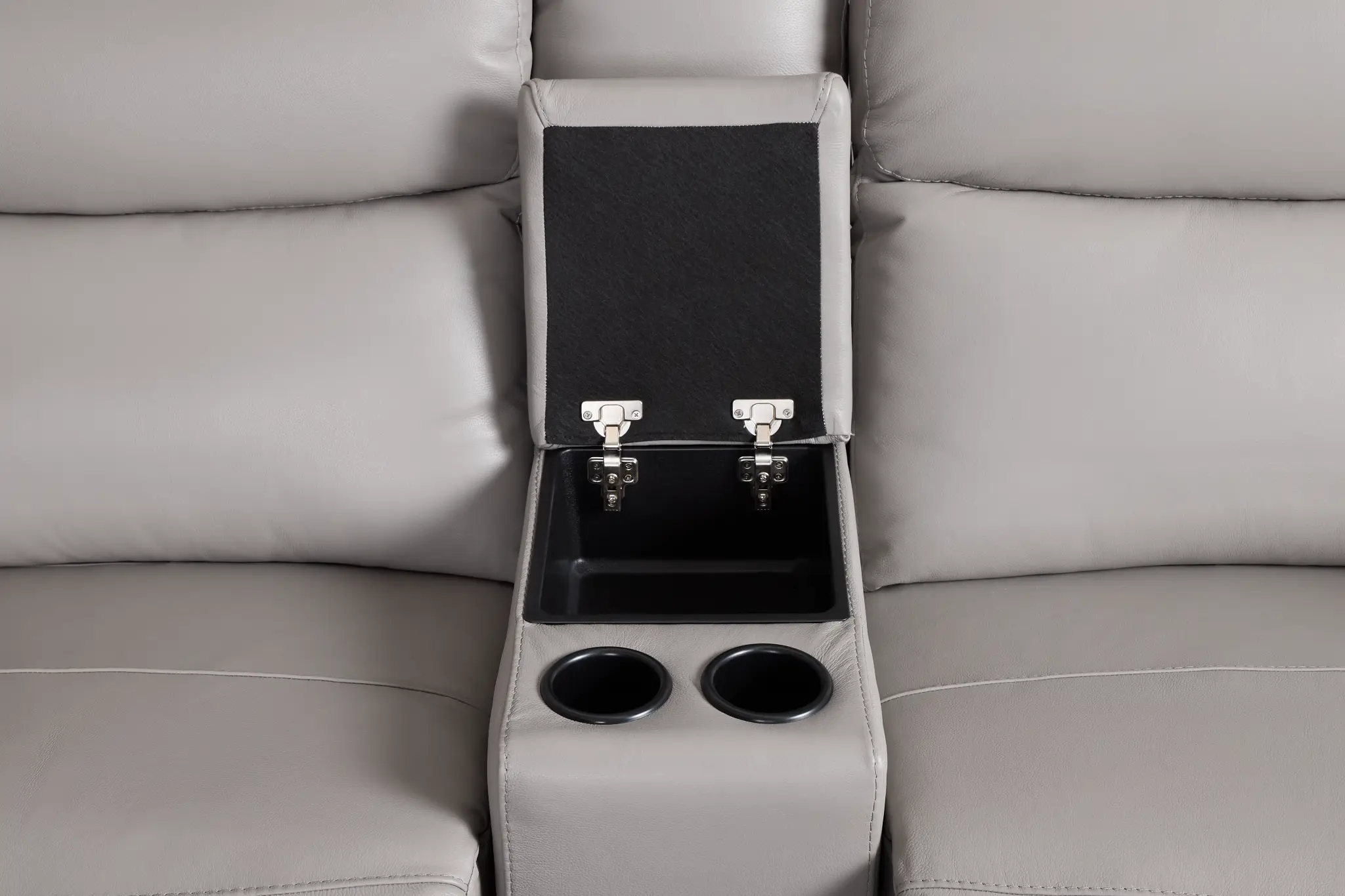 Walker Light Gray Lthr/vinyl Medium Dual Power 2-arm Reclining Sectional Walker Light Gray Lthr/vinyl Medium Dual Power 2-arm Reclining Sectional