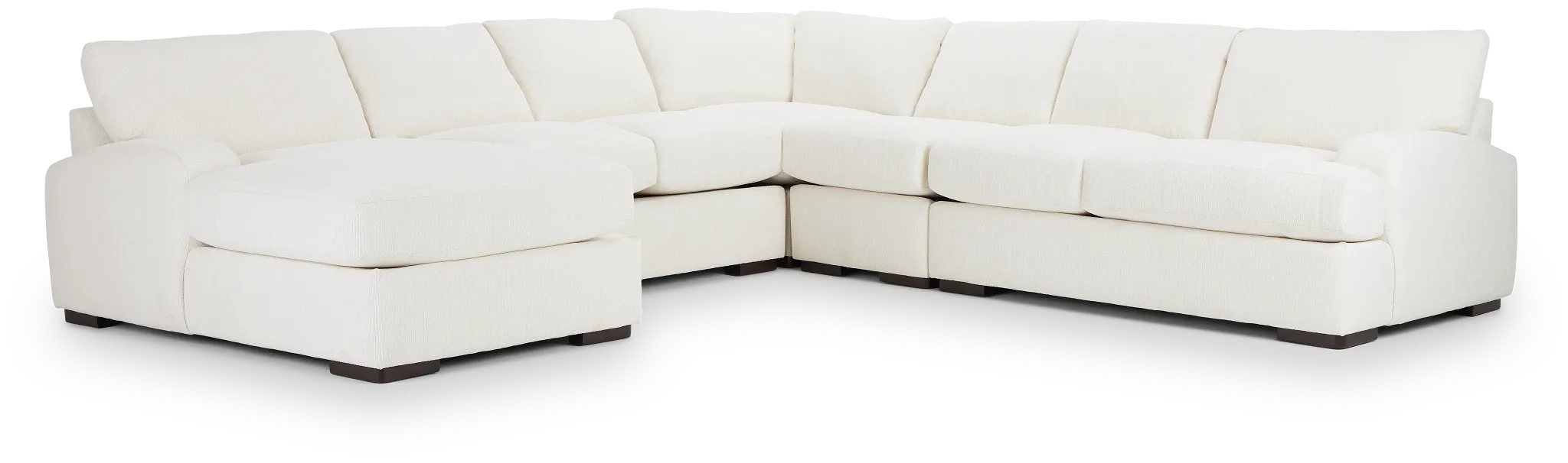 Alpha White Fabric Large Left Chaise Sectional
