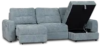 Hendrix Light Blue Fabric Right Power Extension Chaise Sectional