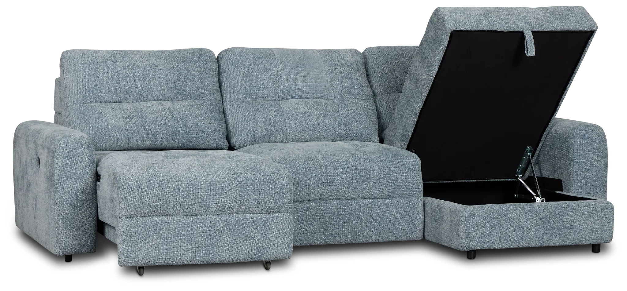 Hendrix Light Blue Fabric Right Power Extension Chaise Sectional