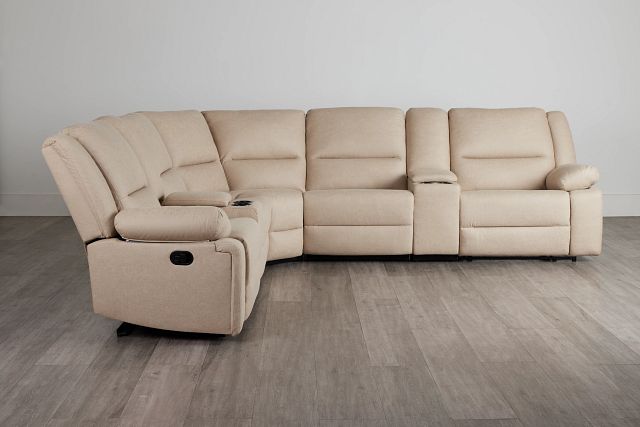 Peyton Beige Micro Large Dual Manually Reclining Two-arm Sectional