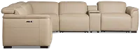 Flexsteel Brodie Taupe Lthr/vinyl Large Triple Power Reclining Two-arm Sectional