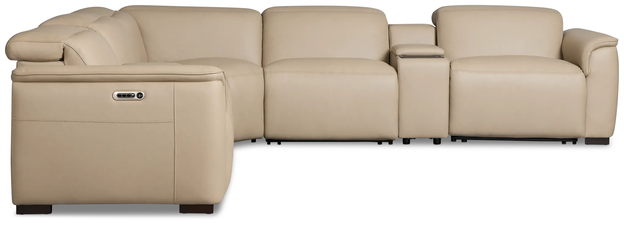 Flexsteel Brodie Taupe Lthr/vinyl Large Triple Power Reclining Two-arm Sectional