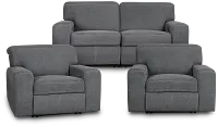 Callum Dark Gray Fabric Power Reclining Living Room