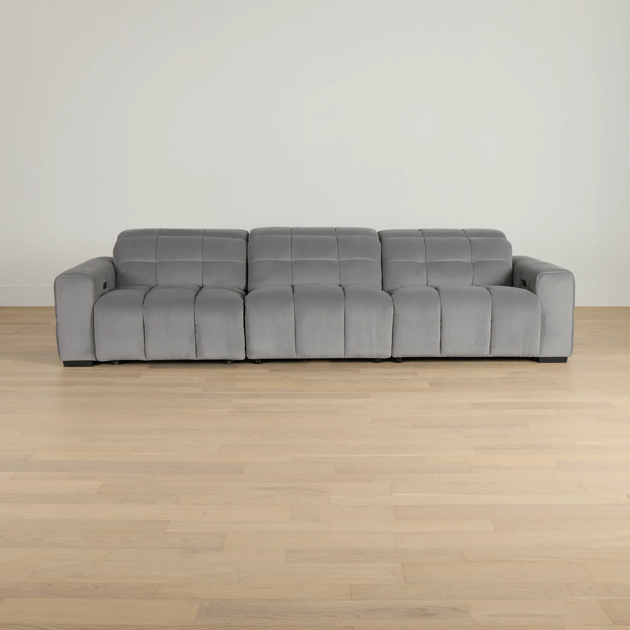 Gemma Light Gray Velvet Left Chaise Power Reclining Sectional