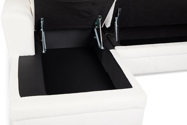 Everly White Fabric Left Chaise Storage Sectional