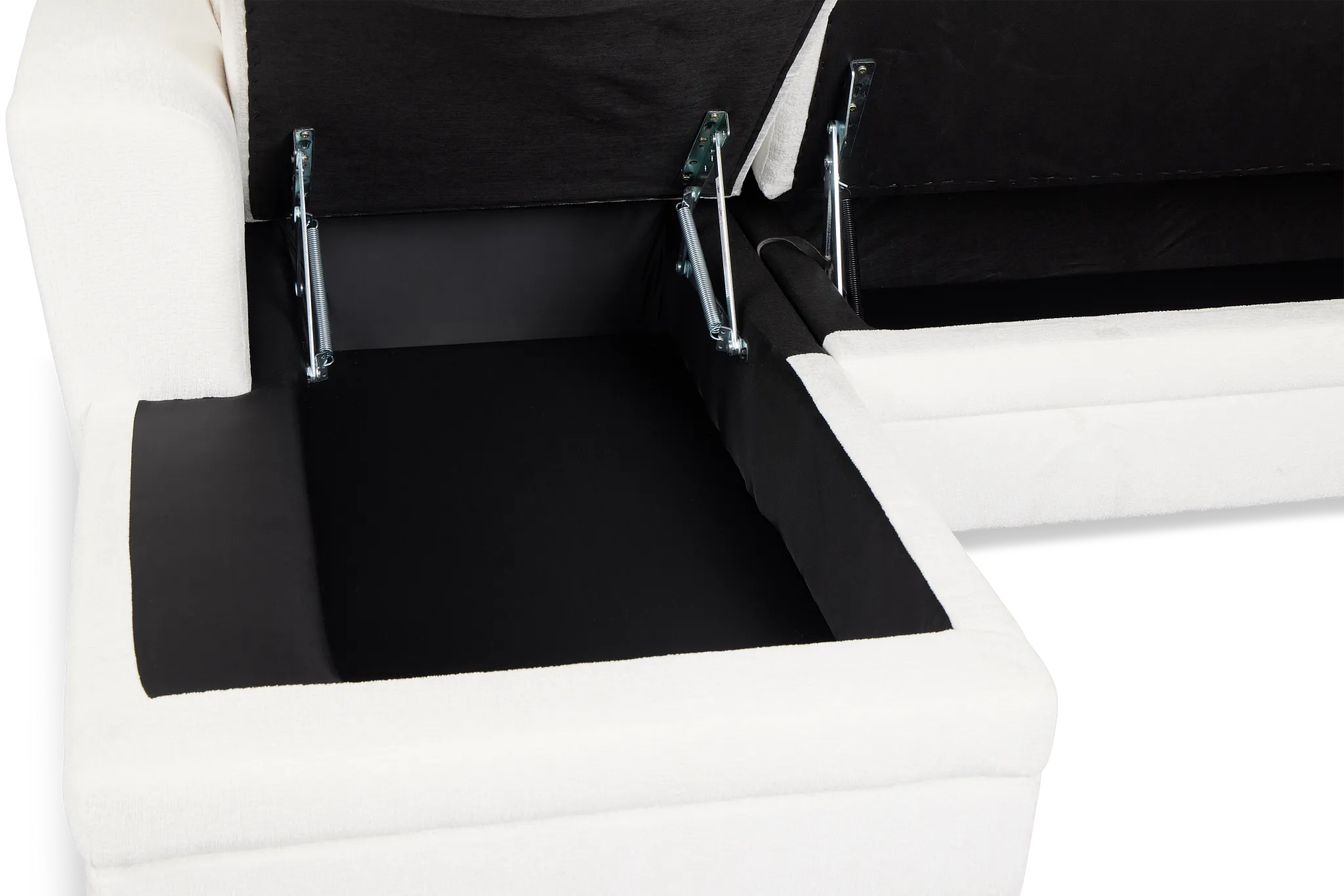 Everly White Fabric Left Chaise Storage Sectional